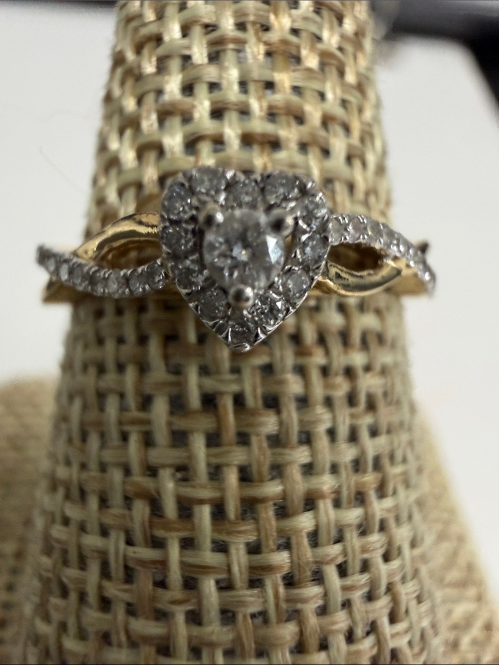 14 K Gold Heart Halo Diamond Ring - Women's Jewelry size 7